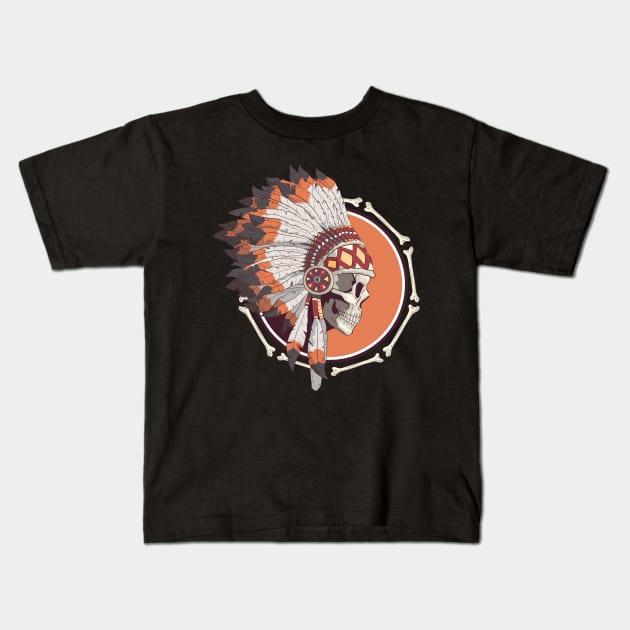 Native American Skull Kids T-Shirt by MimicGaming